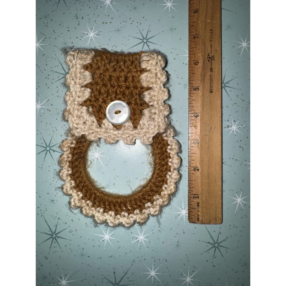 Crocheted‎ Kitchen Towel Ring. Brown and Tan. Cottagecore Farmhouse Vintage look